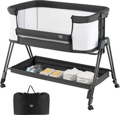 Costway Portable Baby Bedside Sleeper 7-Height Adjustable Bassinet 76592483 New