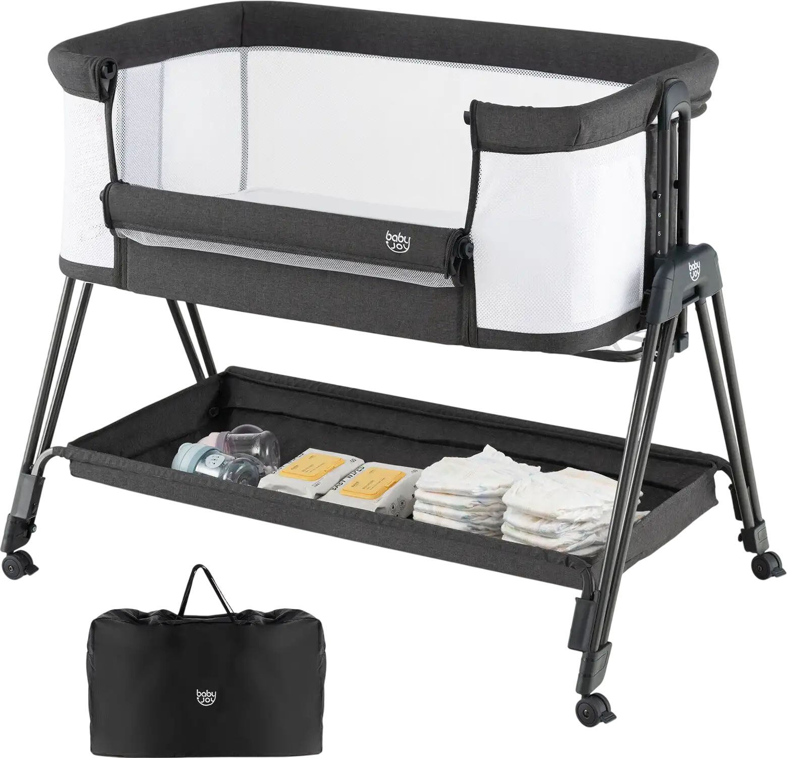 Costway Portable Baby Bedside Sleeper 7 Adjustable Heights 76592483 New