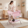 Baby Changing Table Foldable Diaper Changing Station with Storage Bag and Shelf-Pink - Gallery View 1 of 10