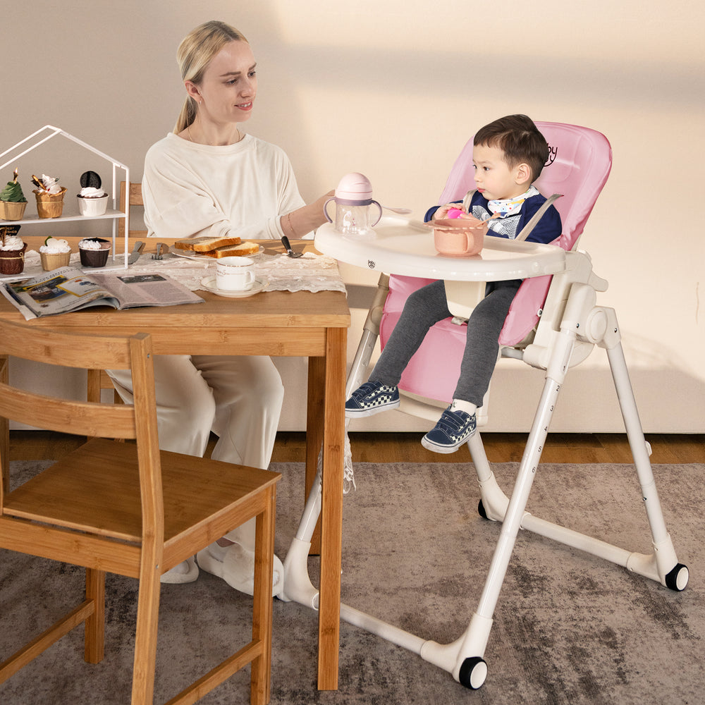 4-in-1 Baby High Chair with 6 Adjustable Heights-Pink - Gallery View 1 of 7