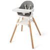 6-in-1 baby high chair in white with removable dishwasher-safe tray and adjustable footrest for safety and convenience.