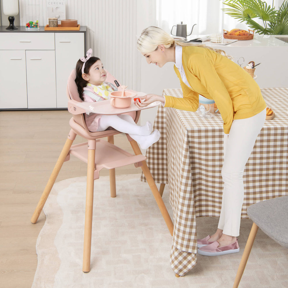 6-in-1 Baby High Chair with Removable Dishwasher and Safe Tray-Pink - Gallery View 1 of 10