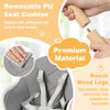Removable waterproof PU seat cushion on a 6-in-1 baby high chair with beech wood legs for safety and comfort.
