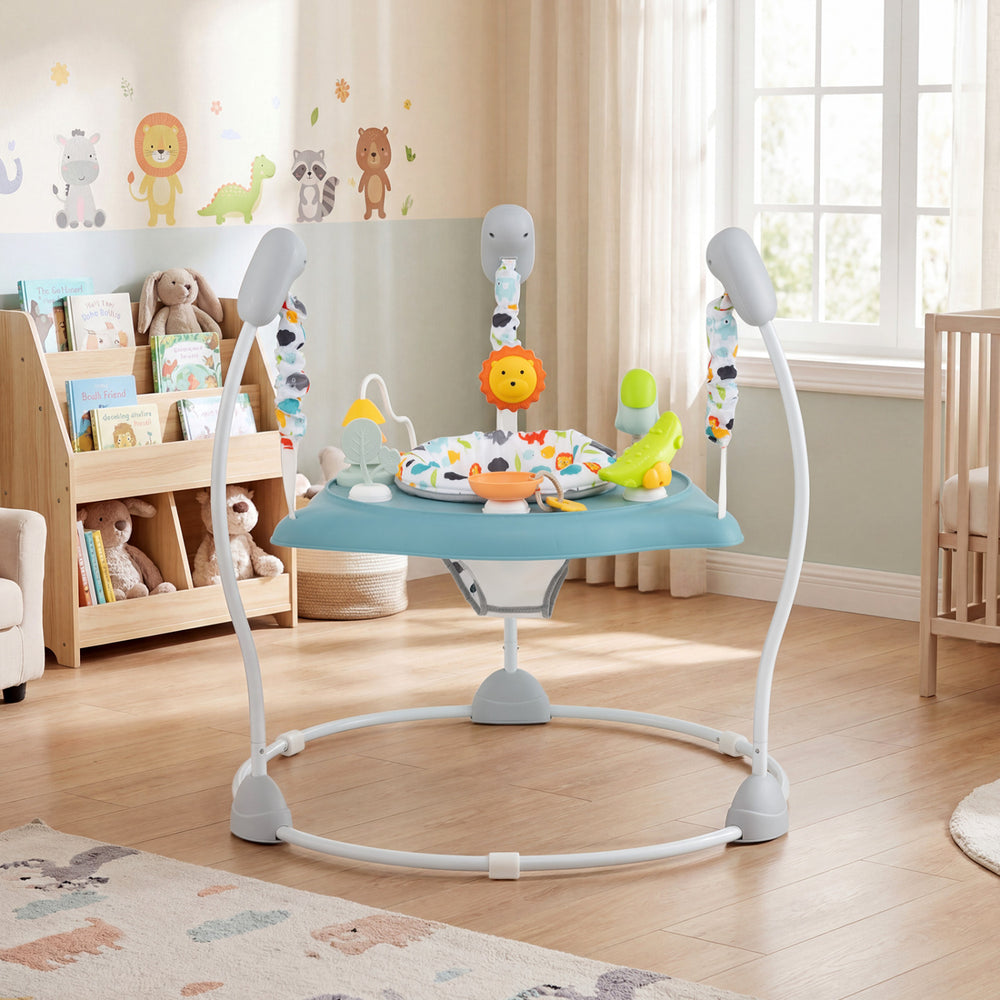 Baby Jump and Play Activity Center with Rotatable Seat and Interactive Toys-Blue - Gallery View 1 of 10