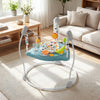 Baby Jump and Play Activity Center in blue featuring a round base and strong springs, providing stability and safe.
