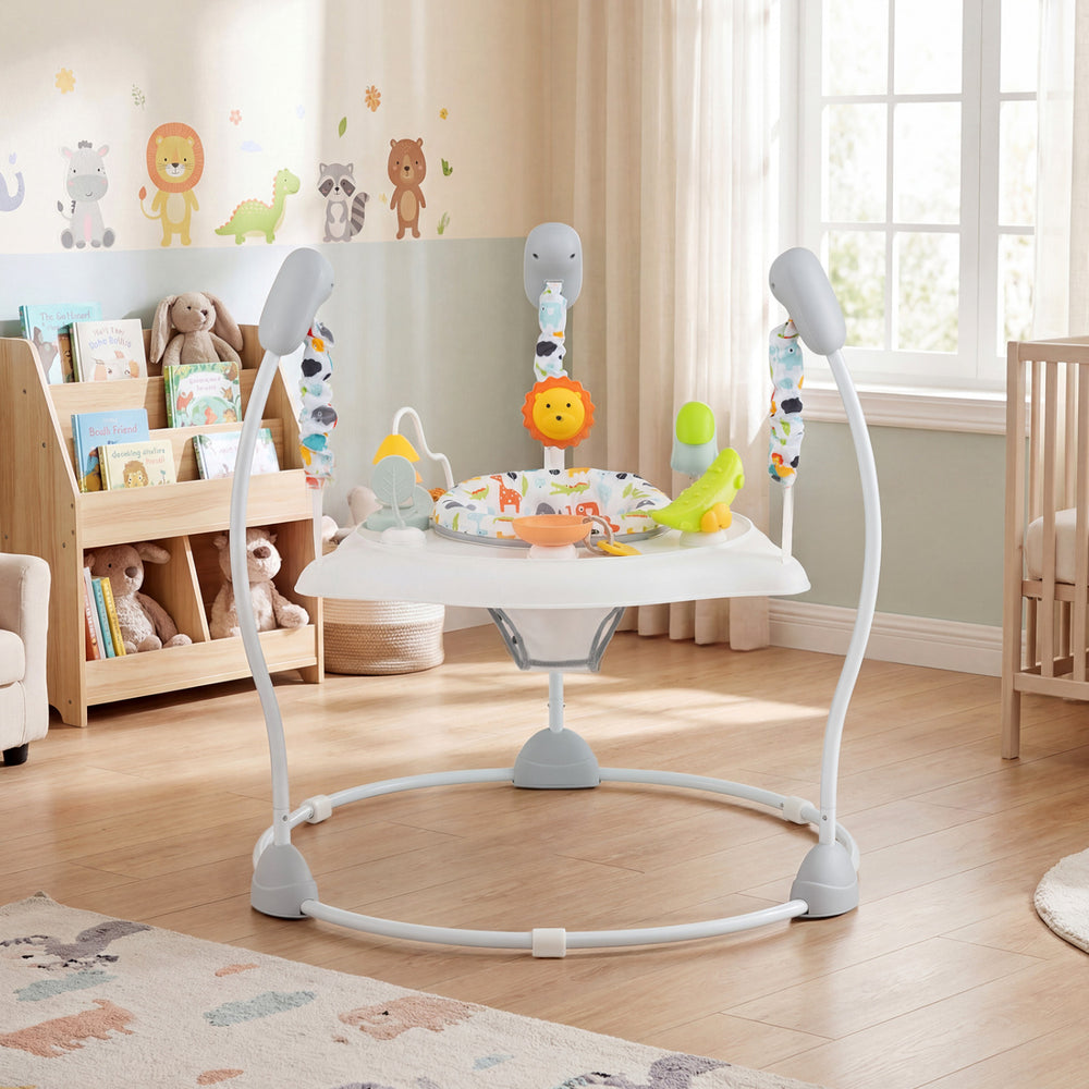 Baby Jump and Play Activity Center with Rotatable Seat and Interactive Toys-White - Gallery View 1 of 10