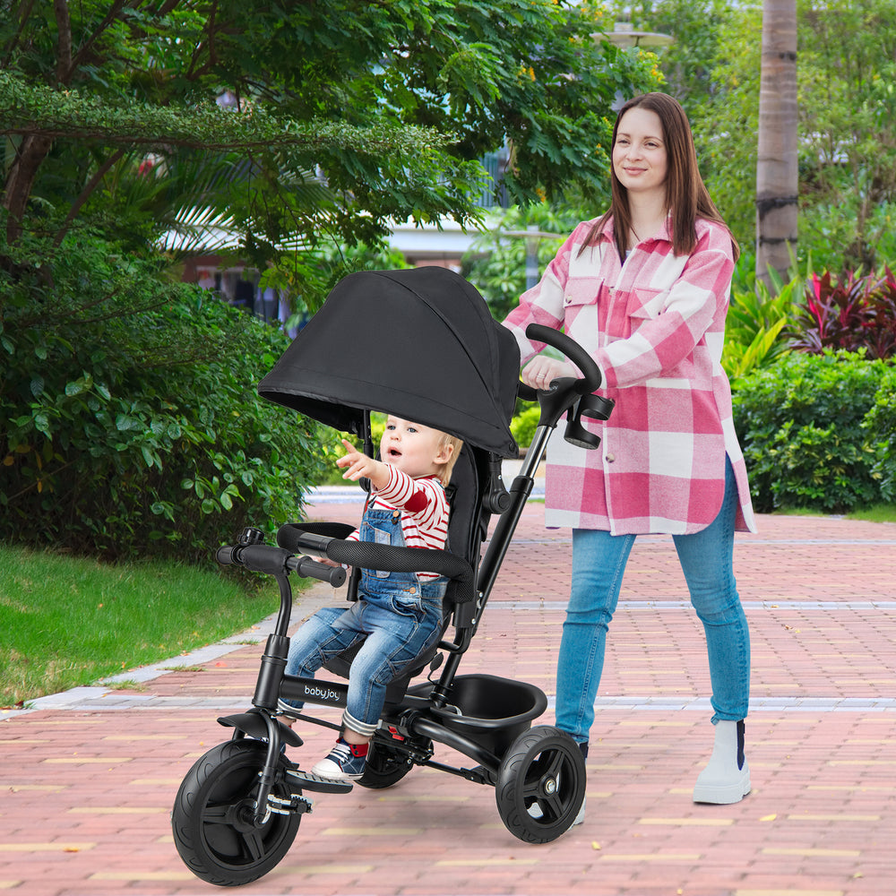 4-in-1 Baby Tricycle Toddler Trike with Reversible Seat and 5-Point Safety Harness-Black - Gallery View 1 of 11