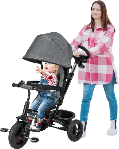 Costway 4-in-1 Baby Tricycle Toddler Trike Reversible Seat 5-Point Harness Gray 23567941 New