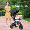 4-in-1 Baby Trike Kids Tricycle with Removable Canopy and Adjustable Push Handle-Black - Gallery View 1 of 10