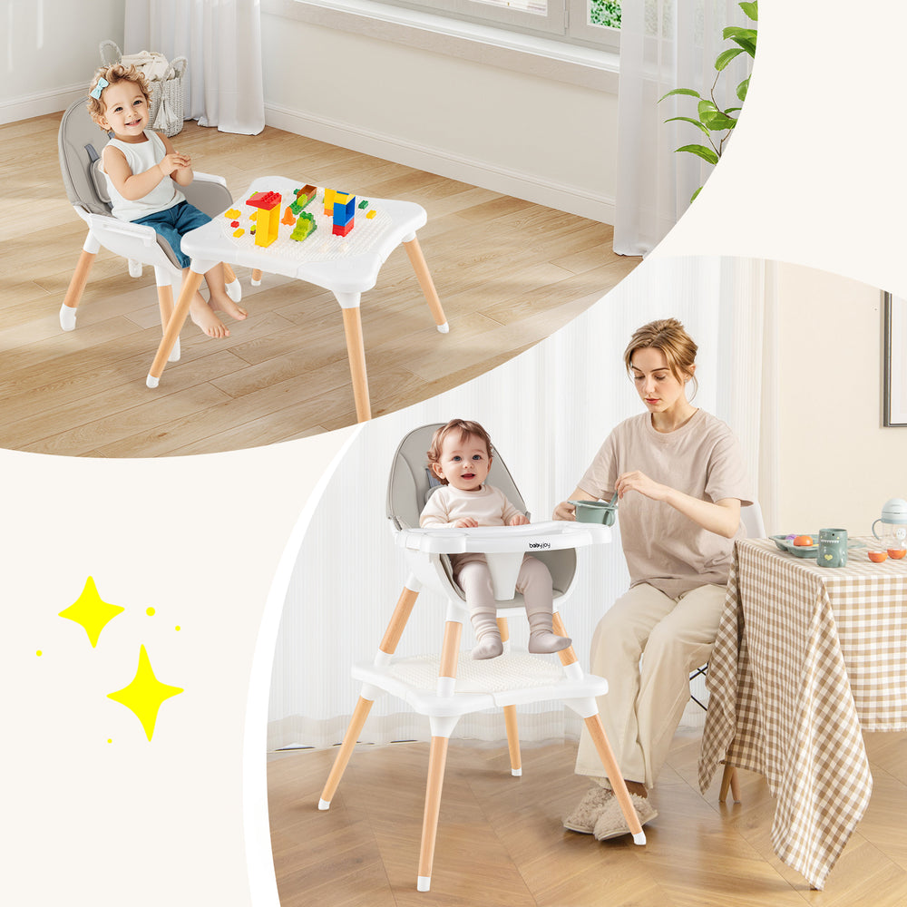5-in-1 Baby Wooden Convertible High Chair -Gray - Gallery View 1 of 9