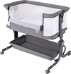 Baby bassinet bedside sleeper in gray with adjustable height, storage rack, and portable design for convenient use.