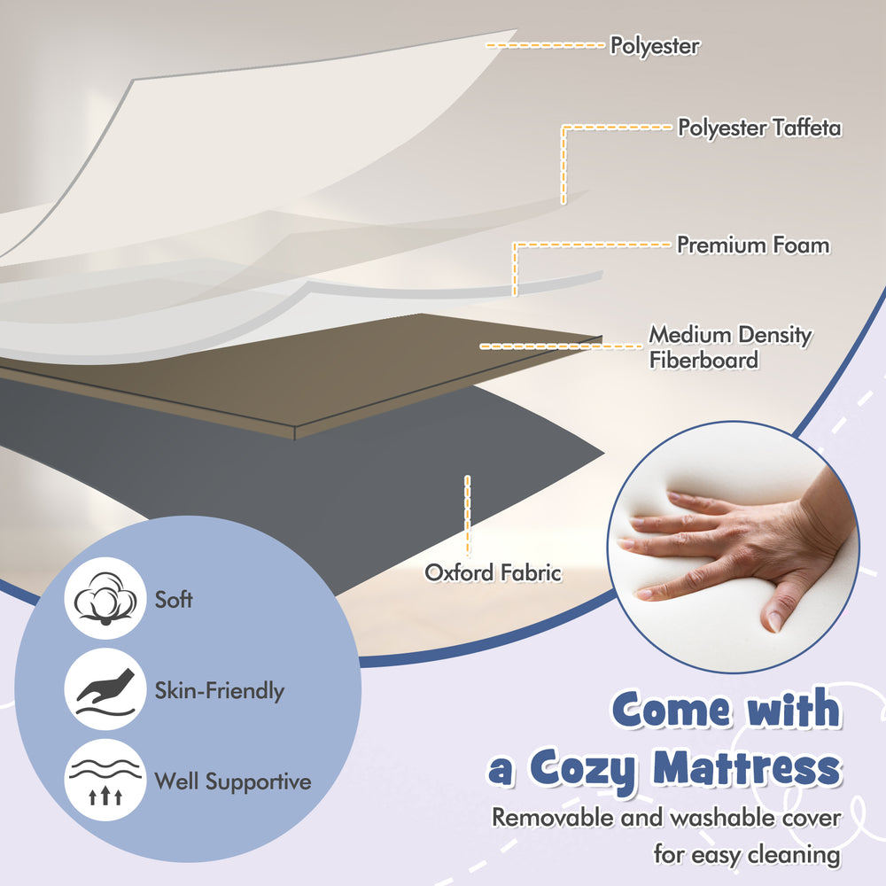 Cozy mattress for Baby Bassinet Bedside Sleeper, featuring soft polyester taffeta and removable, washable cover for.