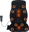 Back massager seat cushion in black with heat and 10 vibration motors for pain relief, suitable for sofa or office.