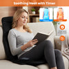 Back massager seat cushion in black with heat, 10 vibration motors, and adjustable straps for versatile comfort.