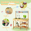 Backyard pretend play toy kitchen with stove top, solid pine wood, features rotatable knobs and ample storage for.