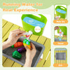 Backyard pretend play kitchen with faucet and water box, featuring solid pine wood construction for durable outdoor fun.