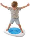 Child joyfully balances on the Balance Board Maze for Kids, designed with anti-slip surface and three maze discs for safety.