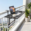 Large metal folding bar table with adjustable height, perfect for balconies, supporting laptops and snacks.