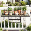 Large metal folding bar table with potted plants, adjustable height, and sturdy design for balcony use.