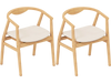 Bamboo accent chairs with armrests and curved backrests, featuring soft cushions for comfort, ideal for dining or.
