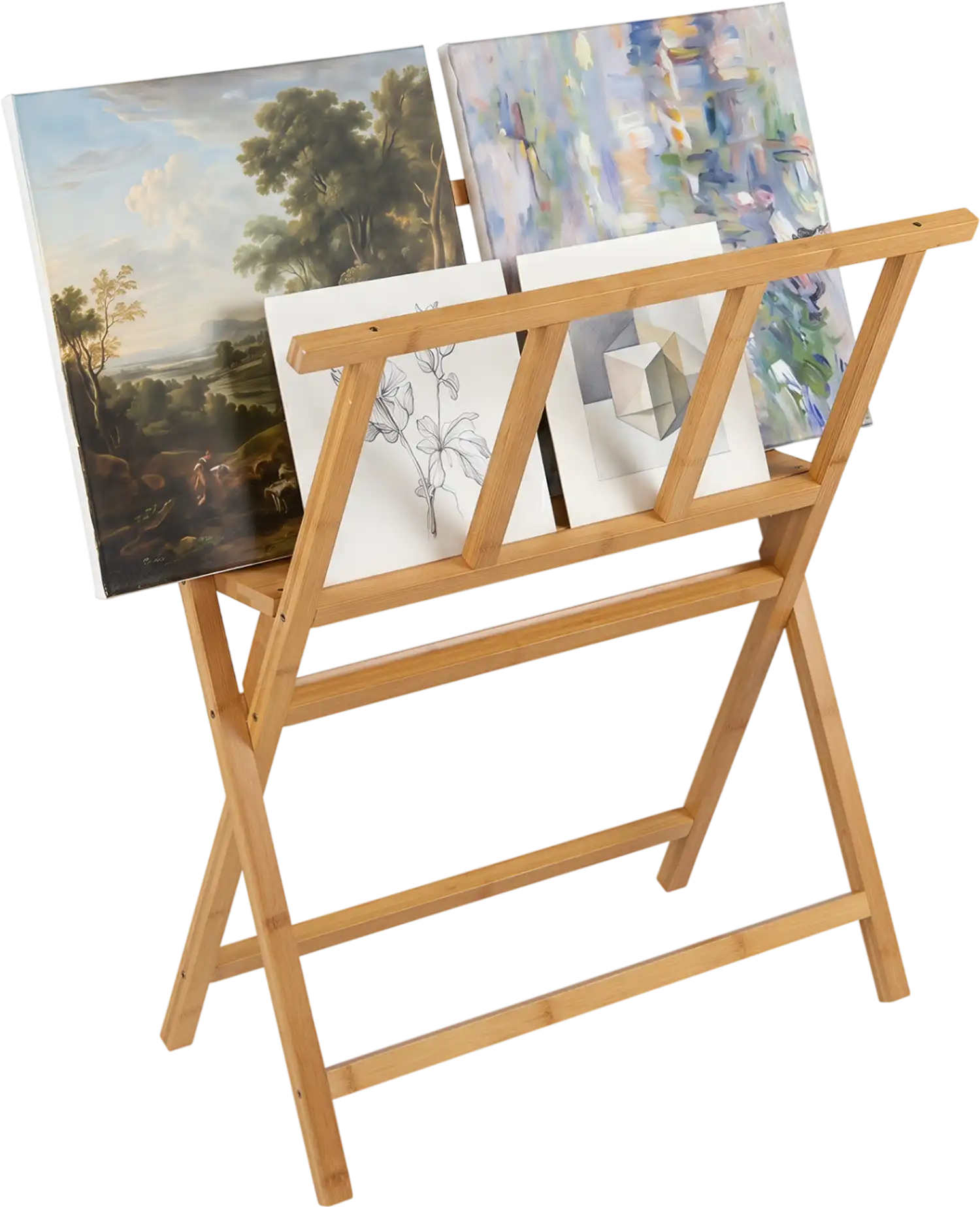 Costway Bamboo Art Print Rack Canvas Storage Display 95292206 New