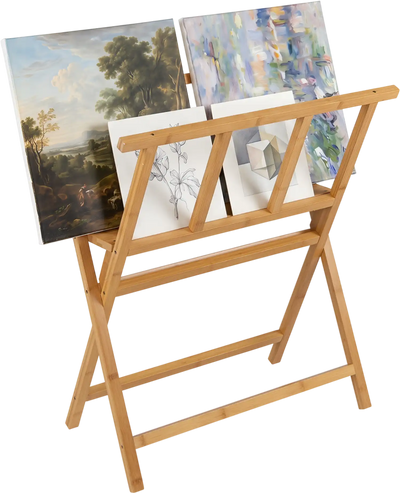 Costway Bamboo Art Print Rack Canvas Storage Display 95292206 New