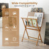 Bamboo art print rack with X-shaped support holds artwork up to 34" x 19" for easy display and organization.
