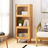 3-cube bamboo storage cabinet with open compartment and acrylic doors, ideal for versatile home organization.