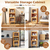 3-cube bamboo storage cabinet with open compartment and 2 acrylic doors, ideal for versatile home organization.