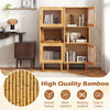 3-cube bamboo storage cabinet with acrylic doors, featuring a natural finish and open compartment for versatile.