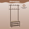 Bamboo coat rack with PE rattan surface, featuring 11 hooks and a shoe storage bench for organized entryway use.