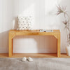 Bamboo dining bench with slatted top, 36" long, ideal for entryways or dining areas, showcasing natural wood finish.