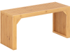 Bamboo dining bench with slatted design, 36" long, sturdy for 2 people, perfect for indoor or outdoor use.