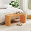 Bamboo dining bench with slatted top, 36" long, ideal for indoor or outdoor use, adds sophistication to any space.