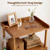 Bamboo rattan nightstand features a 1.2" raised edge, flip-up door, and open shelf for convenient storage in any room.