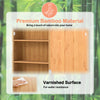 Bamboo small medicine cabinet with mirror door, varnished surface, and removable shelves for customized storage.