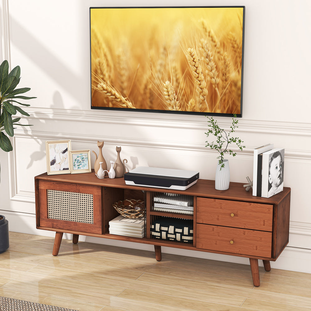 Bamboo TV Stand for TV up to 65 Inch-Brown - Gallery View 1 of 9