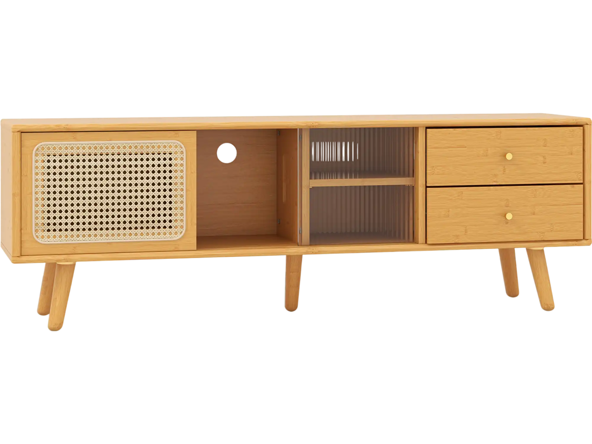 Costway Bamboo TV Stand for TVs up to 65