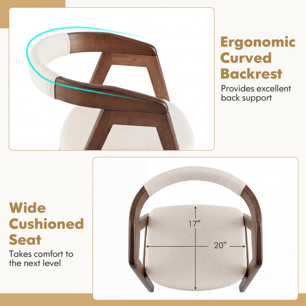 Bamboo upholstered dining chair with curved back and wide cushioned seat, ideal for dining rooms and living spaces.