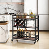 3-tier Bar Cart on Wheels Home Kitchen Serving Cart with Wine Rack and Glasses Holder-Brown - Gallery View 1 of 10