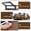 3-tier brown bar cart with wine rack, glass holder, and easy-to-clean surface, perfect for kitchen or home entertaining.