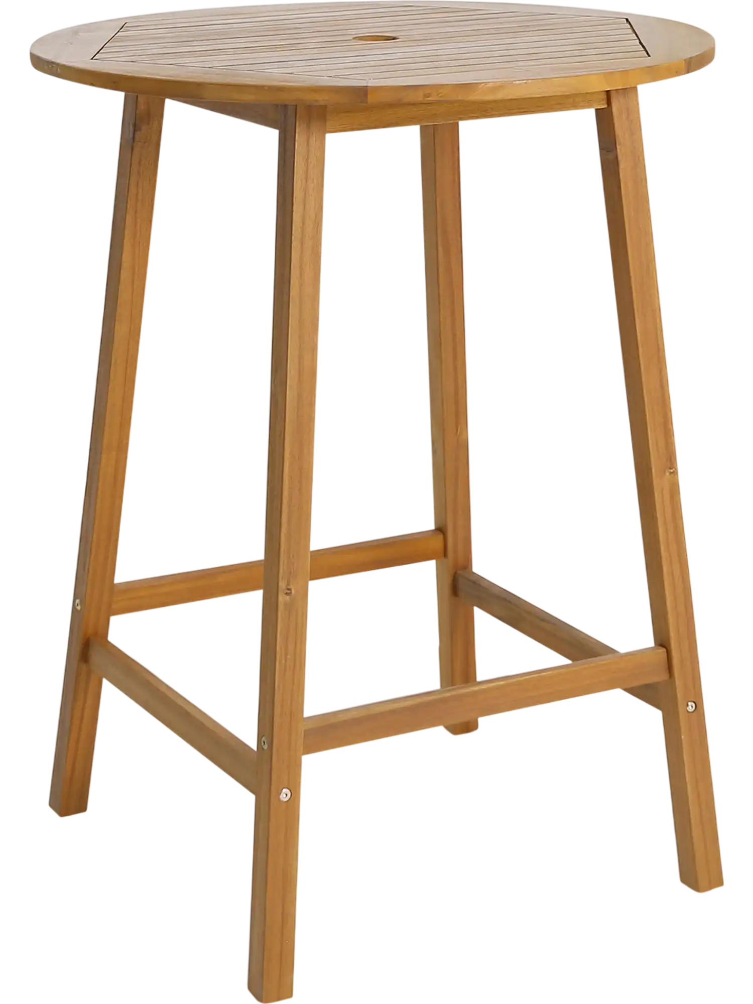 Costway Outdoor Bar Height Table w/ Umbrella Hole Slatted Top 24913865 New