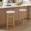 Bar Stools Set of 2 with Sturdy Metal Frame and Footrest-White - Gallery View 1 of 8