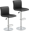 Adjustable swivel bar stools set of 2 in black faux leather with supportive backrest and footrest for kitchen or bar.