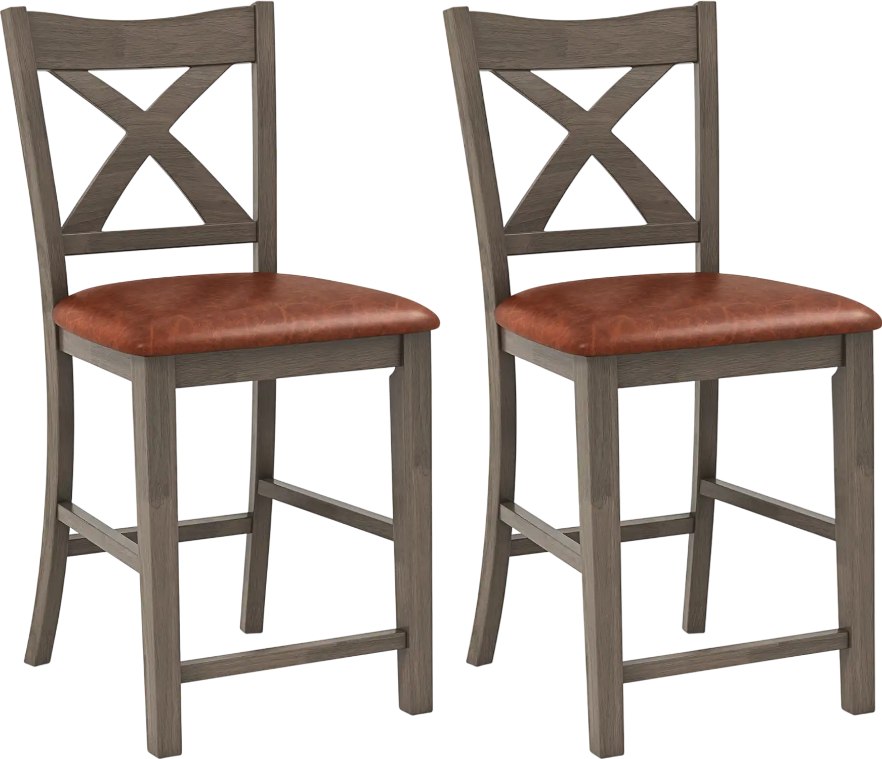 Costway Set of 2 Cross Back Faux Leather Upholstered Bar Stools 16924835 New