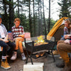 Barbecue charcoal grill with wind guard and seasoning racks, perfect for camping and outdoor cooking with friends.