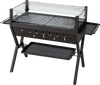 Barbecue charcoal grill with wind guard, 280 sq.in. grilling area, stainless steel grates, and side seasoning racks.