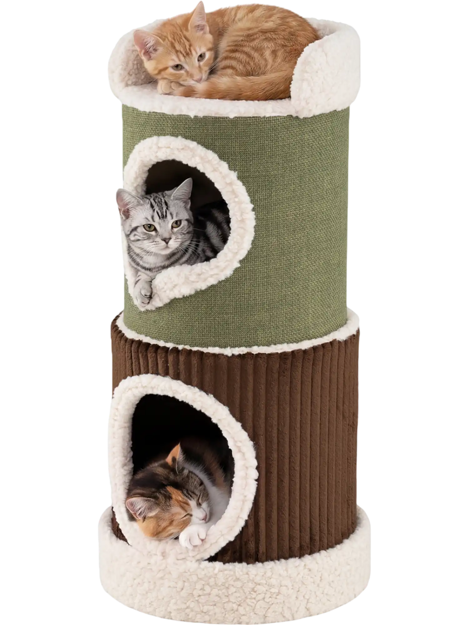 Costway Modern Barrel Cat House Top Perch Double Condos 91221488 New