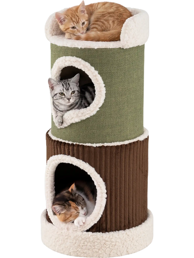 Costway Modern Barrel Cat House Top Perch Double Condos 91221488 New
