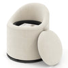 Beige barrel chair showcasing a smooth 360° swivel and soft velvet fabric, ideal for versatile home decor and comfort.